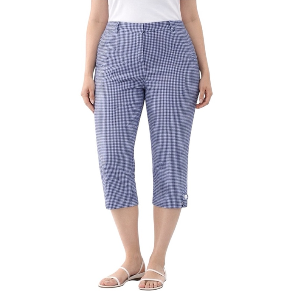 Talbots Prefect Crop capri pants navy & white gingham check women’s 16 petite